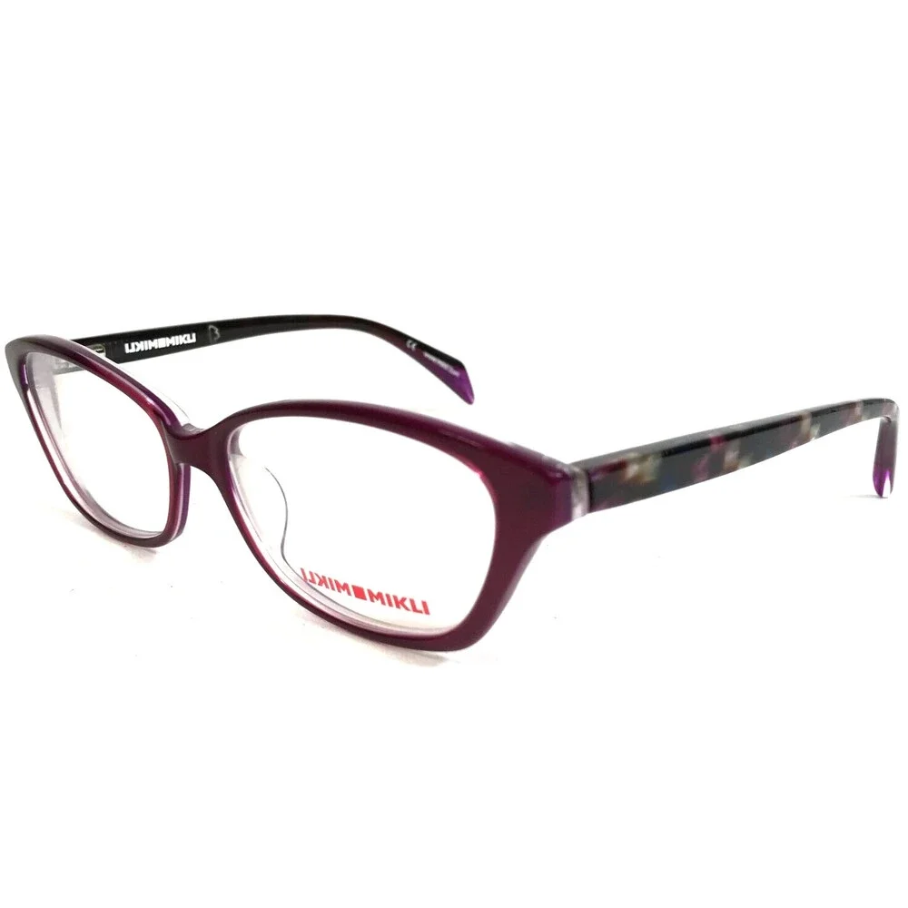 Mikli Eyeglasses Frames ML1217 C017 Purple Checkered Cat Eye Full Rim 54-15-140